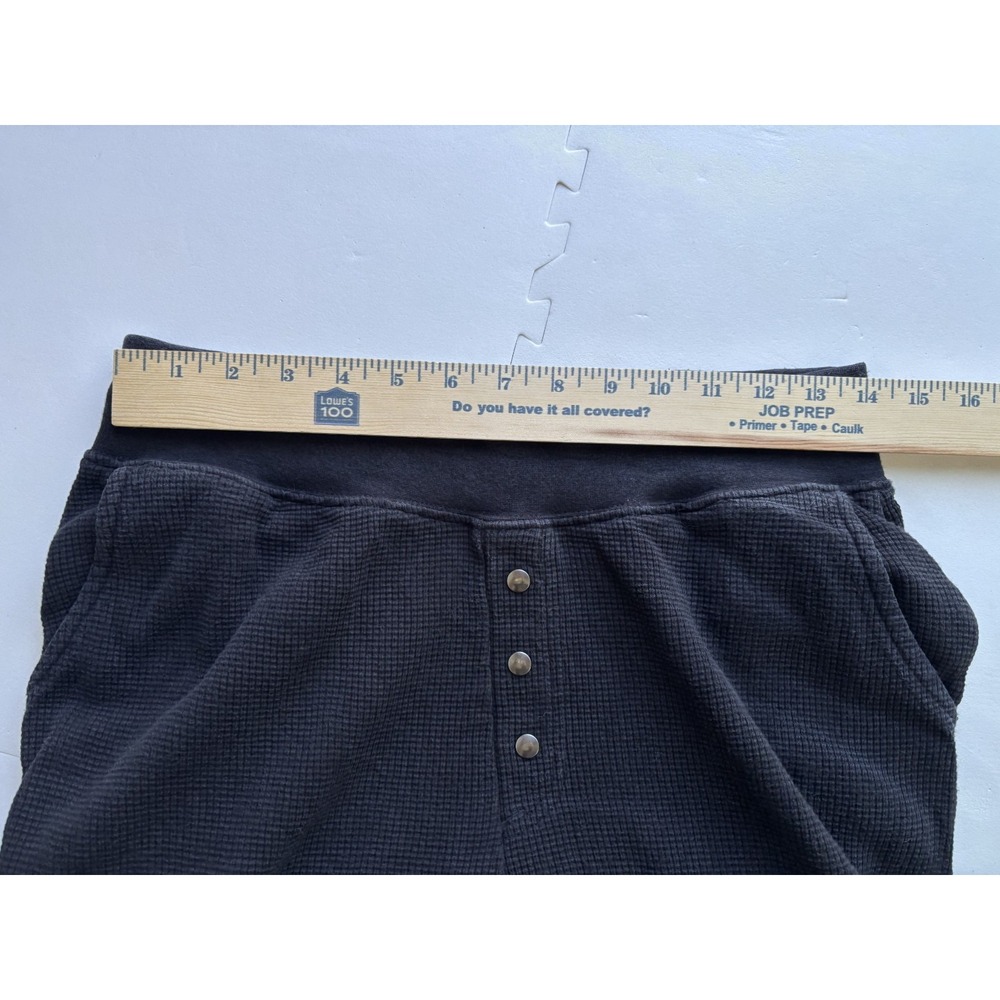 PACT Womens Thermal Pants Joggers Organic Cotton Waffle Knit - Size M Blk - Picture 6 of 8